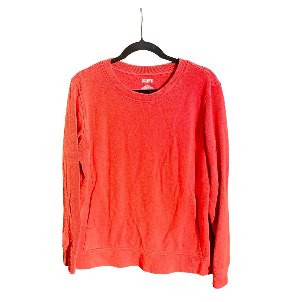 Duluth Trading Co Crewneck Sweatshirt ORANGE Long Sleeve Pullover Sz L athleisur